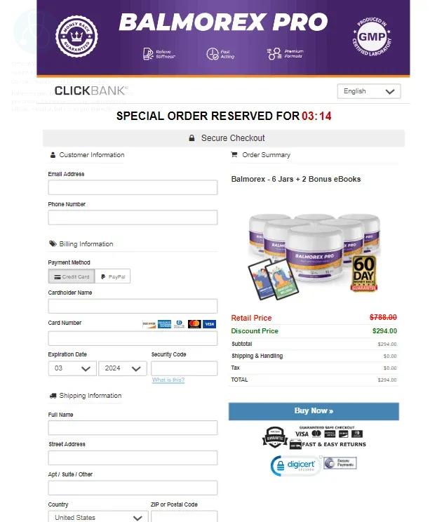 balmorex pro order page